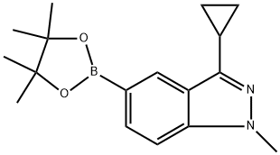 3-Cyclopropyl-1-methyl-5-(4,4,5,5-tetramethyl-1,3,2-dioxaborolan-2-yl)-1H-indazole Struktur