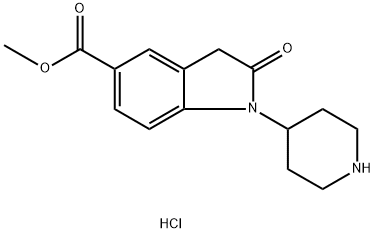 Methyl 2-oxo-1-(piperidin-4-yl)indoline-5-carboxylate hydrochloride Struktur