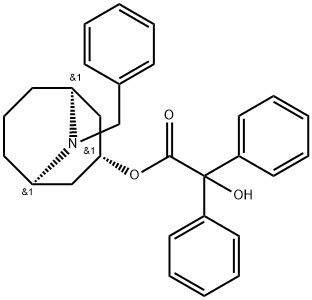 Benzilic acid (1β,5β)-9-benzyl-9-azabicyclo[3.3.1]nonan-3β-yl ester Struktur