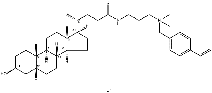 4-ethenyl-N-[3-[[(3α,5β)-3-hydroxy-24-oxocholan-24-yl]amino]propyl]-N,N-dimethyl benzenemethanaminium chloride (1:1) Struktur