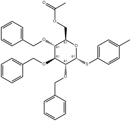 4-Methylphenyl 6-O-acetyl-2,3,4-tri-O-benzyl-1-thio-α-D-glucopyranoside Struktur