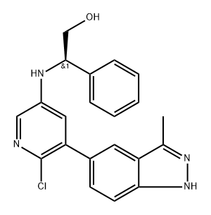 Benzeneethanol, β-[[6-chloro-5-(3-methyl-1H-indazol-5-yl)-3-pyridinyl]amino]-, (βR)- Struktur