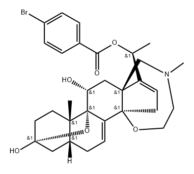 (20S)-22-Methyl-3α,9α-epoxy-14β,18-(epoxyethanimino)-5β-pregna-7,16-diene-3β,11α,20-triol 20-(p-bromobenzoate) Struktur