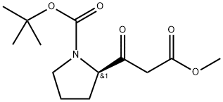 2-Pyrrolidinepropanoic acid, 1-[(1,1-dimethylethoxy)carbonyl]-β-oxo-, methyl ester, (2R)- Struktur