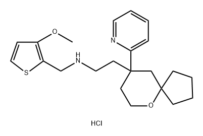 N-((3-Methoxythiophen-2-yl)methyl)-2-(9-(pyridin-2-yl)-6-oxaspiro[4.5]decan-9-yl)ethanamine hydrochloride Struktur