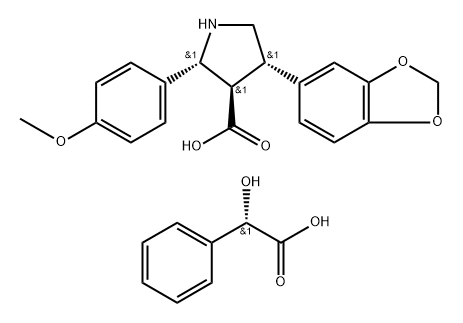 3-Pyrrolidinecarboxylic acid, 4-(1,3-benzodioxol-5-yl)-2-(4-methoxyphenyl)-, (2R,3R,4S)-, (αS)-α-hydroxybenzeneacetate (9CI) Struktur