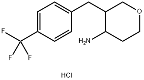 3-(4-(Trifluoromethyl)benzyl)tetrahydro-2H-pyran-4-amine hydrochloride Struktur