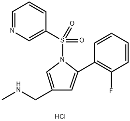 1H-Pyrrole-3-methanamine, 5-(2-fluorophenyl)-N-methyl-1-(3-pyridinylsulfonyl)-, hydrochloride (1:1) Struktur