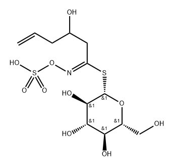 (2R,3R,4S,5R,6S)-3,4,5-trihydroxy-2-(hydroxymethyl)-6-[C-[(2S)-2-hydro xypent-4-enyl]-N-sulfonatooxy-carbonimidoyl]sulfanyl-oxane Struktur