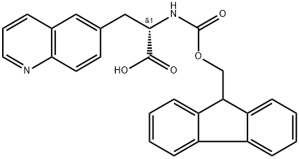 6-Quinolinepropanoic acid, α-[[(9H-fluoren-9-ylmethoxy)carbonyl]amino]-, (αS)- Struktur