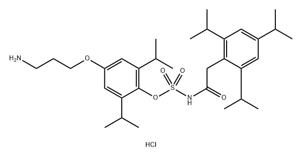 Sulfamic acid, N-[2-[2,4,6-tris(1-methylethyl)phenyl]acetyl]-, 4-(3-aminopropoxy)-2,6-bis(1-methylethyl)phenyl ester, hydrochloride (1:1) Struktur