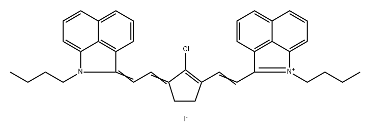 Benz[cd]indolium, 1-butyl-2-[2-[3-[2-(1-butylbenz[cd]indol-2(1H)-ylidene)ethylidene]-2-chloro-1-cyclopenten-1-yl]ethenyl]-, iodide (1:1) Struktur