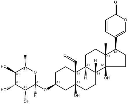 3β-(α-L-Rhamnopyranosyloxy)-5,14-dihydroxy-19-oxo-5β-bufa-20,22-dienolide Struktur