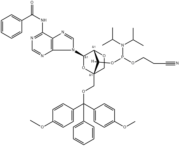 N6-Bz-2'-O-4'-A-Locked-Ar-CE-Phosphoramidite Struktur