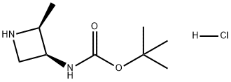 Carbamic acid, N-[(2S,3S)-2-methyl-3-azetidinyl]-, 1,1-dimethylethyl ester, hydrochloride (1:1) Struktur