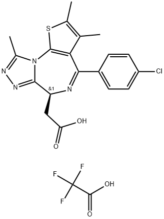 (S)-2-(4-(4-chlorophenyl)-2,3,9-trimethyl-6H-thieno[3,2-f][1,2,4]triazolo[4,3-a][1,4]diazepin-6-yl)aceticacidTFA(1:1) Struktur