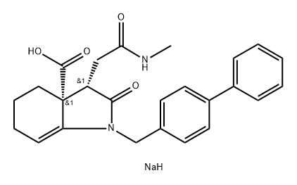 (3aR)-3-[2-(methylamino)-2-oxoethyl]-2-oxo-1-[(4-phenylphenyl)methyl]-3,4,5,6-tetrahydroindole-3a-carboxylate Struktur