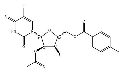 2'-O-Acetyl-5'-O-(p-toluoyl)-3'-deoxy-3'-fluoro-5-fluorouridine Struktur