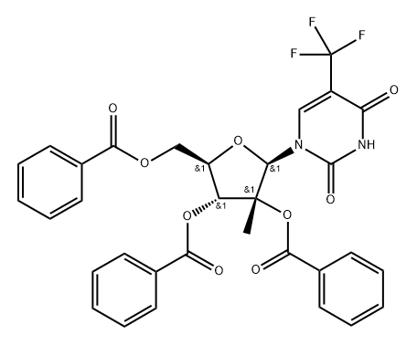 2',3',5'-Tri-O-benzoyl-2'-C-methyl-5-trifluoromethyluridine Struktur