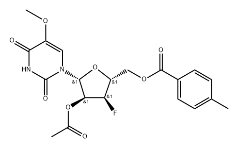 2'-O-Acetyl-5'-O-(p-toluoyl)-3'-deoxy-3'-fluoro-5-Methoxyluridine Struktur