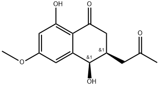 1(2H)-Naphthalenone,3,4-dihydro-4,8-dihydroxy-6-methoxy-3-(2-oxopropyl)-, (3R,4R)-rel-(+)- Struktur