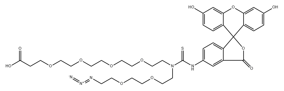 N-(Azido-PEG2)-N-Fluorescein-PEG4-acid Struktur