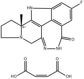 5,6,7a,11-Tetraazacyclohepta[def]cyclopenta[a]fluoren-4(7H)-one, 2-fluoro-5,8,9,10,10a,11-hexahydro-10a-methyl-, (10aR)-, (2Z)-2-butenedioate (2:3) Struktur