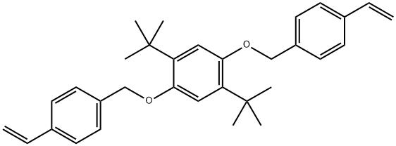 1,4-Bis(1,1-dimethylethyl)-2,5-bis[(4-ethenylphenyl)methoxy]benzene Struktur