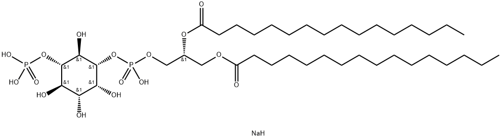 D-myo-Inositol, 1-[(2R)-2,3-bis[(1-oxohexadecyl)oxy]propyl hydrogen phosphate] 5-(dihydrogen phosphate), sodium salt (1:3) Struktur