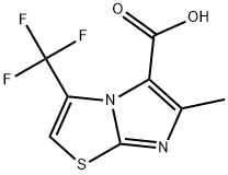 6-methyl-3-(trifluoromethyl)imidazo[2,1-b]thiazole-5-carboxylic acid Struktur