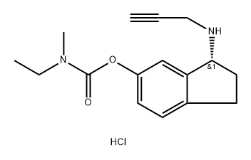 Carbamic acid, ethylmethyl-, (3R)-2,3-dihydro-3-(2-propynylamino)-1H-inden-5-yl ester, monohydrochloride (9CI) Struktur