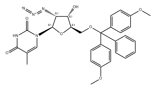 2'-Azido-2'-deoxy-5'-O-(4,4'-dimethoxytrityl)-5-methyluridine Struktur