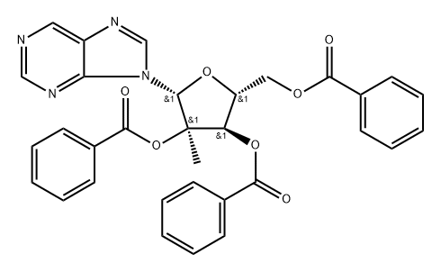 9-(2-C-Methyl-2,3,5-tri-O-benzoyl -β-D-ribofuranosyl) purine Struktur