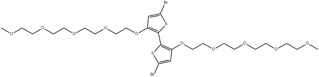 13,13′-[(5,5′-Dibromo[2,2′-bithiophene]-3,3′-diyl)bis(oxy)]bis[2,5,8,11-tetraoxatridecane] Struktur