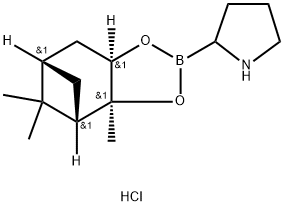 Pyrrolidine, 2-[(3aS,4S,6S,7aR)-hexahydro-3a,5,5-trimethyl-4,6-methano-1,3,2-benzodioxaborol-2-yl]-, hydrochloride (1:1) Struktur