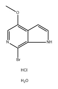 7-bromo-4-methoxy-1H-pyrrolo[2,3-c]pyridine hydrogen chloride (1:1) monohydrate Struktur