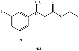 Benzenepropanoic acid, β-amino-3-bromo-5-chloro-, ethyl ester, hydrochloride (1:1), (βS)- Struktur