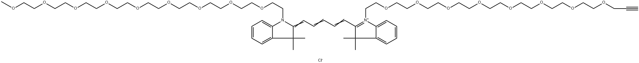 N-(m-PEG9)-N'-(propargyl-PEG8)-Cy5 Struktur