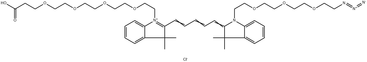 N-(Azide-PEG3)-N'-(PEG4-acid)-Cy5 Struktur