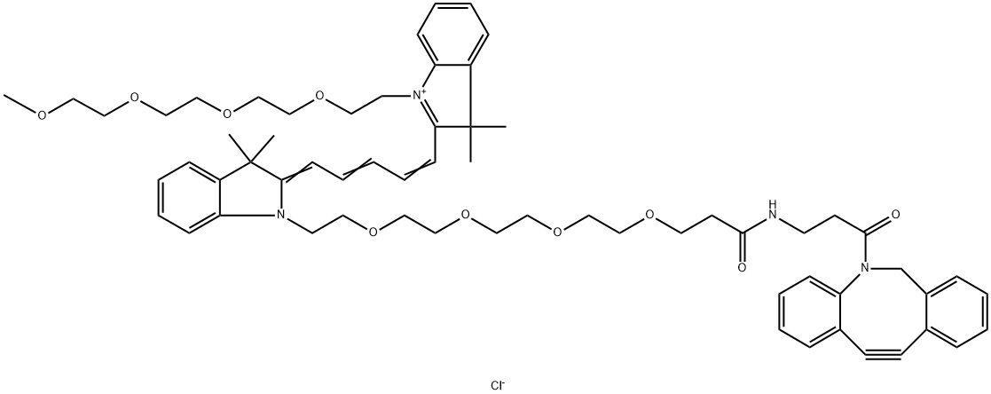 N-(m-PEG4)-N'-(DBCO-PEG4)-Cy5 Struktur