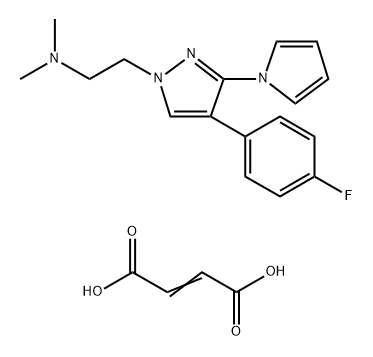 1H-Pyrazole-1-ethanamine, 4-(4-fluorophenyl)-N,N-dimethyl-3-(1H-pyrrol-1-yl)-, 2-butenedioate (1:1) Struktur