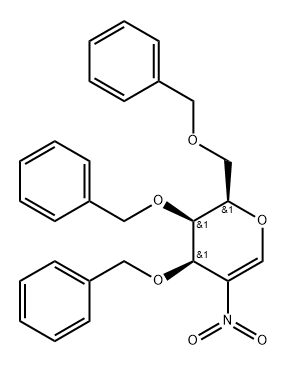 D-arabino-Hex-5-enitol, 2,6-anhydro-5-deoxy-5-nitro-1,3,4-tris-O-(phenylmethyl)- Struktur