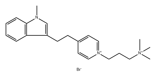 trimethyl-[3-[4-[2-(1-methylindol-2-yl)ethyl]pyridin-1-yl]propyl]azani um dibromide Struktur