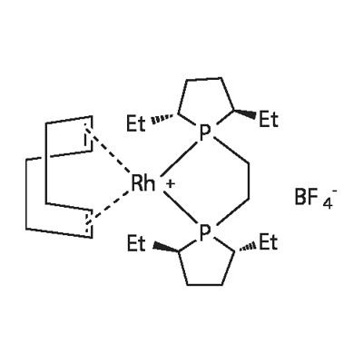 Rhodium(1+), [(1,2,5,6-η)-1,5-cyclooctadiene][(2R,2'R,5R,5'R)-1,1'-(1,2-ethanediyl)bis[2,5-diethylphospholane-κP]]-, tetrafluoroborate(1-) (1:1) Struktur