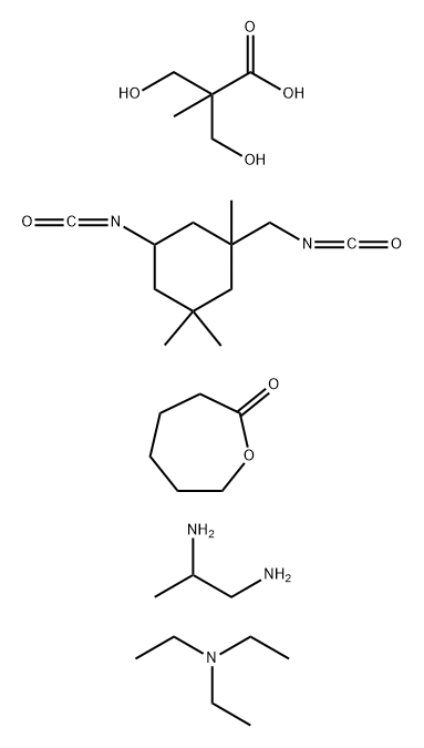 3-Hydroxy-2-(hydroxymethyl)-2-methylpropanoic acid polymer with 5-isocyanato-1-(isocyanatomethyl)-1,3,3-trimethylcyclohexane, 2-oxepanone and 1,2-propanediamine, compd. with N,N-diethylethanamine Struktur