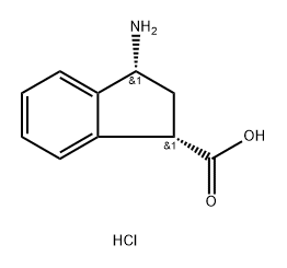 1H-Indene-1-carboxylic acid, 3-amino-2,3-dihydro-, hydrochloride (1:1), (1S,3R)- Struktur