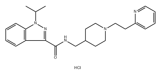 1H-Indazole-3-carboxamide, 1-(1-methylethyl)-N-[[1-[2-(2-pyridinyl)ethyl]-4-piperidinyl]methyl]-, hydrochloride (1:1) Struktur