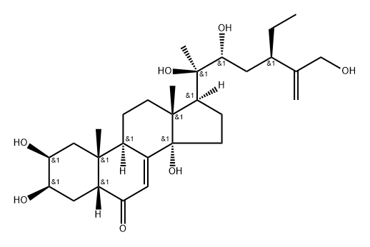 (2S,3R,5R,9R,10R,13R,17S)-17-[(2R,3R,5R)-5-ethyl-2,3-dihydroxy-6-(hydroxymethyl)hept-6-en-2-yl]-2,3,14-trihydroxy-10,13-dimethyl-2,3,4,5,9,11,12,15,16,17-decahydro-1H-cyclopenta[a]phenanthren-6-one Struktur