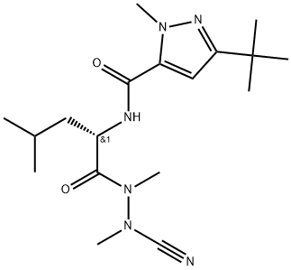 L-Leucine, N'-[[3-(1,1-dimethylethyl)-1-methyl-1H-pyrazol-5-yl]carbonyl]-, 2-cyano-1,2-dimethylhydrazide Struktur