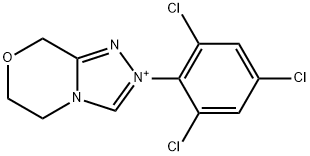 5,6-Dihydro-2-(2,4,6-trichlorophenyl)-8H-1,2,4-triazolo[3,4-c][1,4]oxazinium Struktur